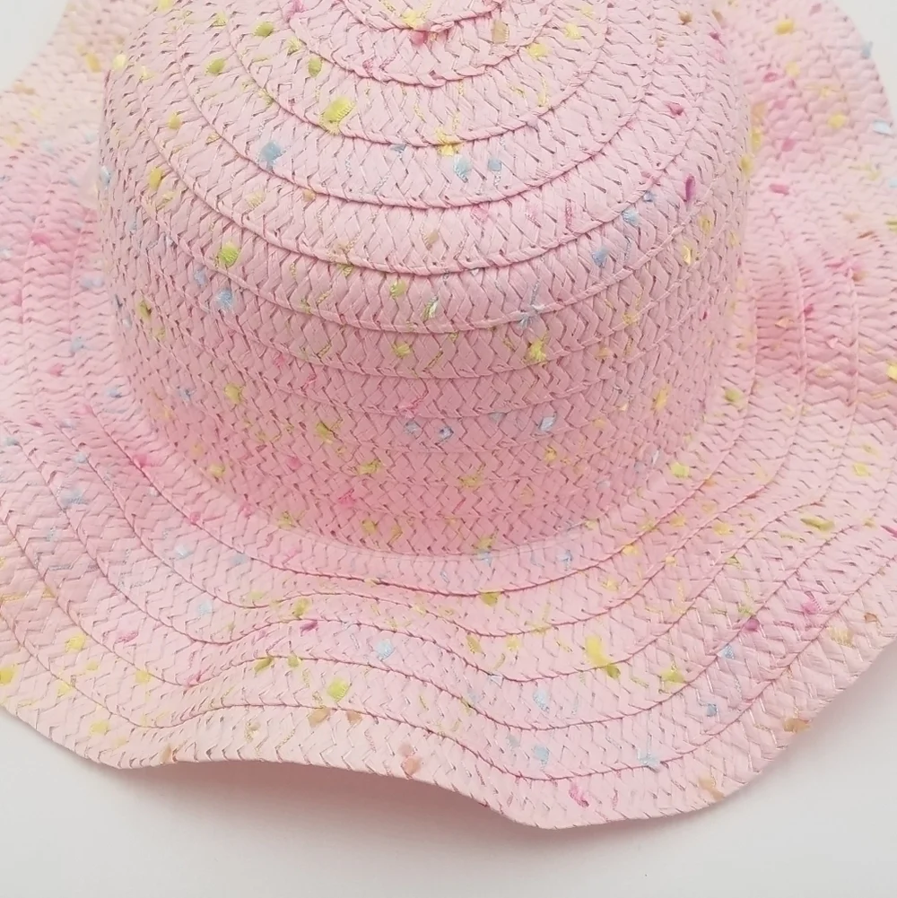 NWOT Woven Hat Confetti Easter Bucket Ruffle Brim